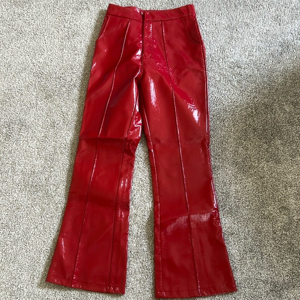 Red leather princess Polly pants. Size US 4